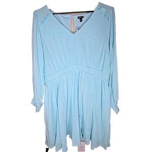 NWT Torrid Dress Mini Light Blue Gauze Wide Waist Skater ATOMIZER Size 3x 22-24